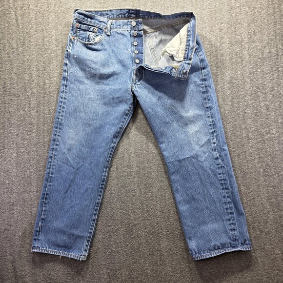 Levi's Other - Levis 501 Jeans Mens 40x30 Blue Button Fly Straight Leg Denim Medium Wash